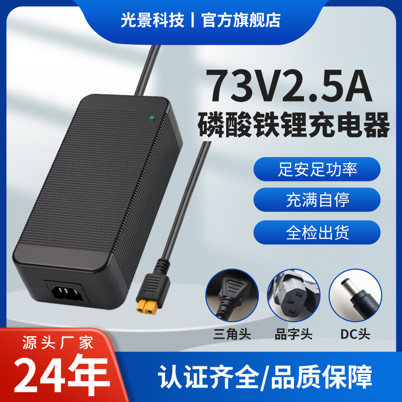 ‌ 73V2.5A Lithium Iron Phosphate Charger for Electric Lawn Mowers/Electric Drills, Supports Customized Logo and Cables