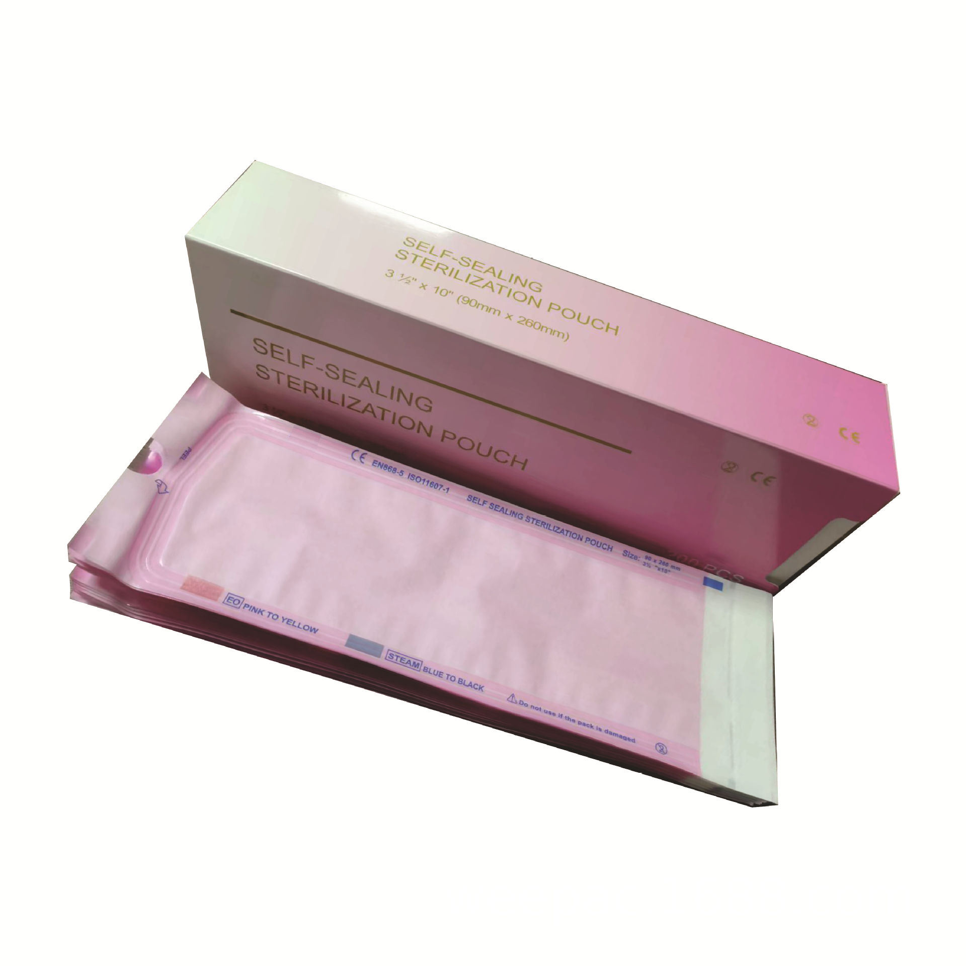 Pink Film Manicure Self-Sealing Sterilization Bag Dental Consumables High Temperature Sterilization and Disinfection Bag Paper Plastic Bag Special for High Temperature Sterilization