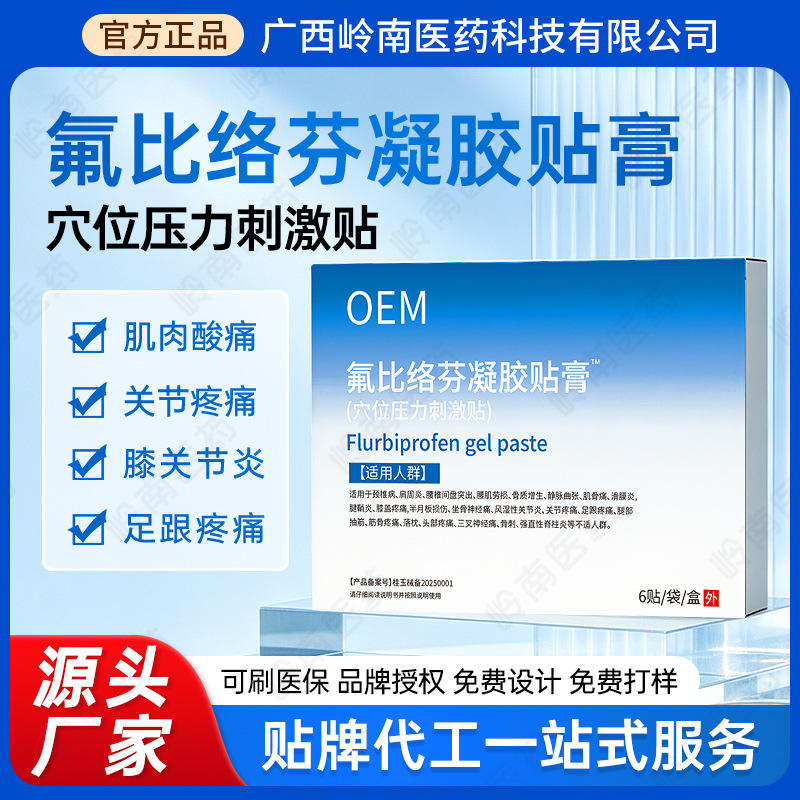 Customized flurbiprofen gel patch for shoulder periarthritis and knee joint pain relief, acupoint stimulation patch