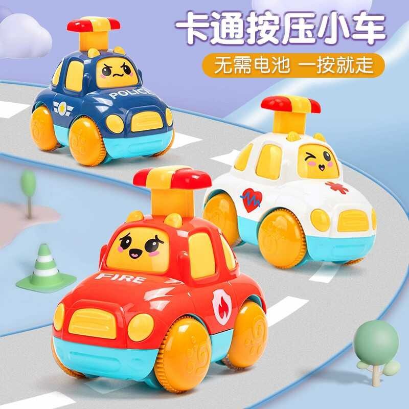 Children's Pull-Back Car Cartoon Press Rescue Team Ambulance Police Car Model Car Press Forward Toys Wholesale
