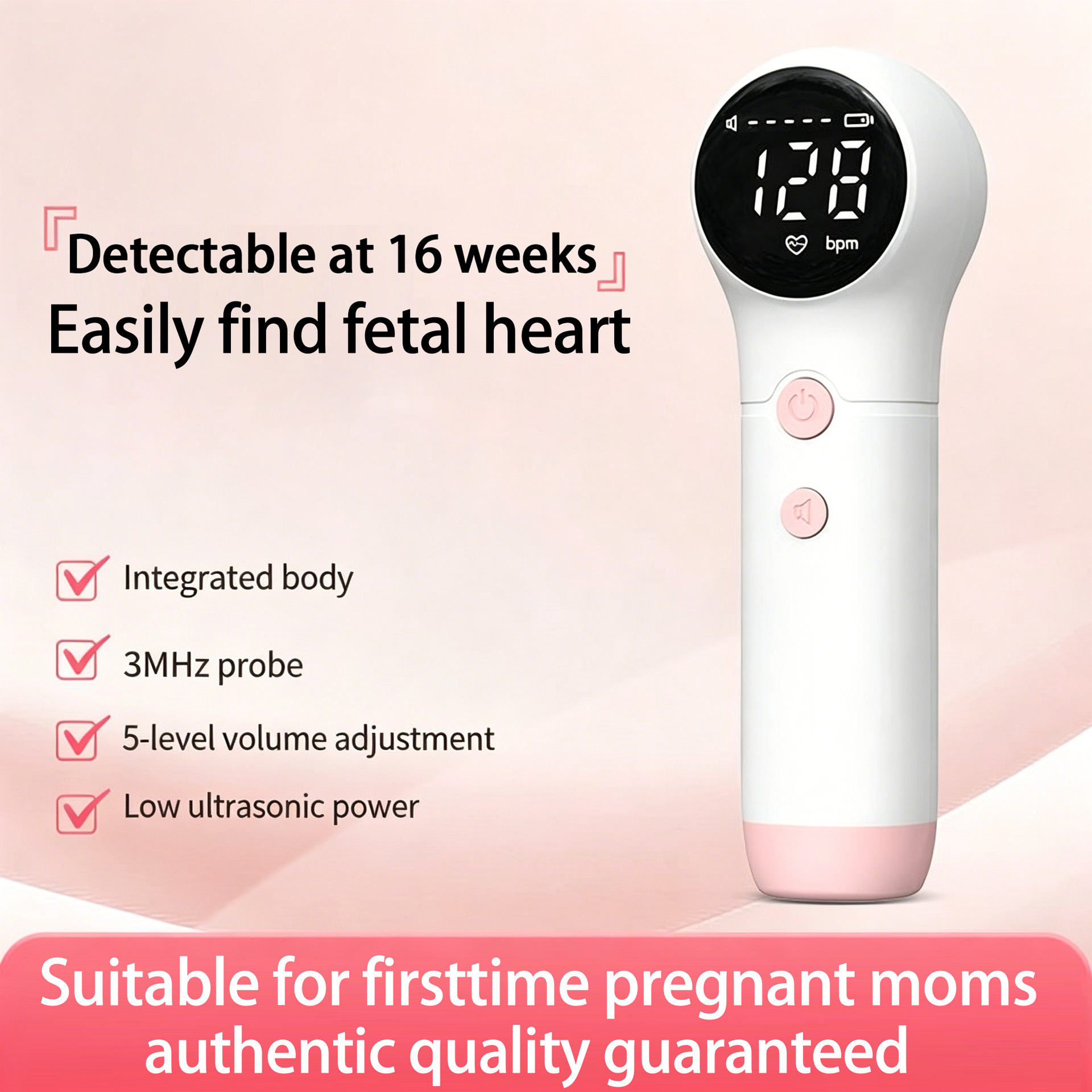Fetal Doppler Fetal Heart Monitor for Pregnant Women to Listen to Fetal Heart Rate