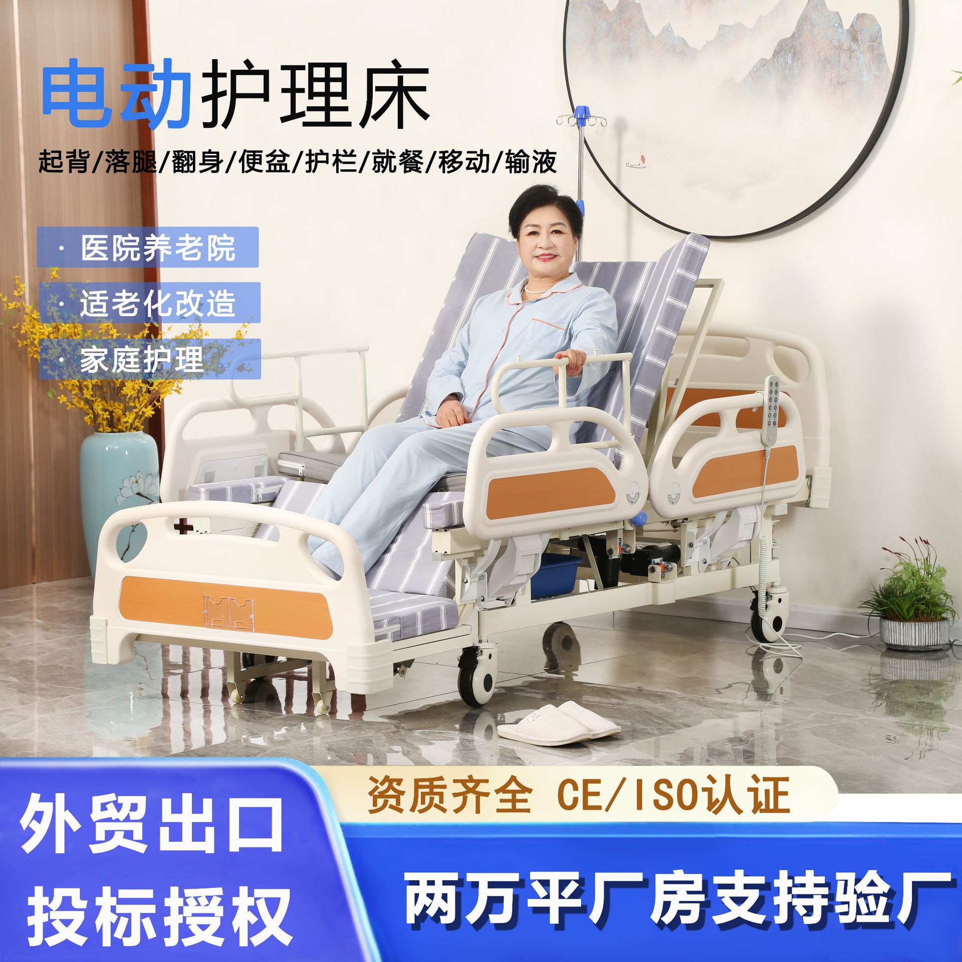 Household Multifunctional Electric Nursing Bed, Medical Bed for Turning and Lifting the Elderly, Medical Bed with Toilet Function