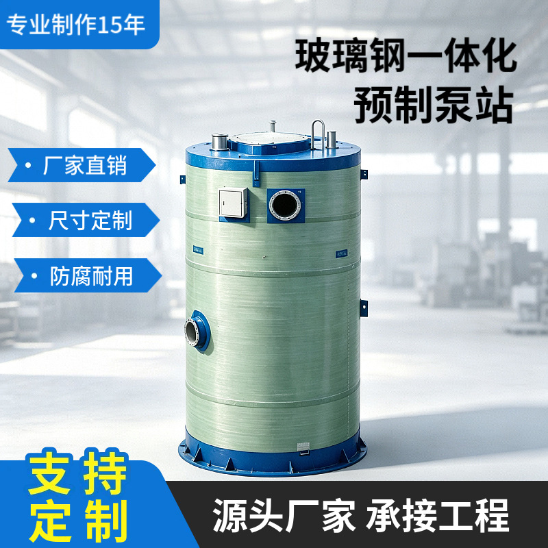 Fiberglass Integrated Pump Station Integrated Sewage Treatment Equipment Urban Rainwater Sewage Prefabricated Lift Pump Station
